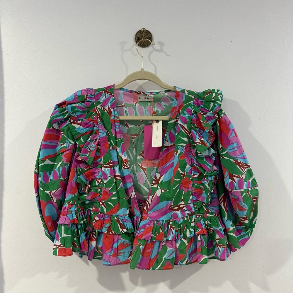NEW NWT Rhode Elodie Floral Print Ruffle Blouse Top Anthropologie - Picture 5 of 8